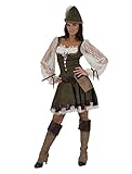 Pierros Kostüm Lady Marian Robin Hood Damenkostüm Kleid Hut Gürtel mit Tasche Beinstulpen Größe 36