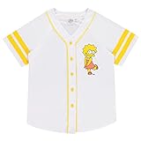 The Simpsons Damen Baseball-Trikot – Lisa, Krusty, Bart und Homer Simpson Mesh Button Down Baseballtrikot, Weiss/opulenter Garten, X-Groß