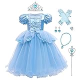 IWEMEK Mädchen Aschenputtel Kostüm Cinderella Prinzessin Kleid + Zubehör Märchen Cosplay Halloween Karneval Kostüme Weihnachten Festkleid Verkleidung Party Outfits #A: Cinderella Set 3-4 Jahre