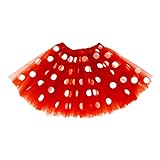 Oblique Unique Tutu Tütü Reifrock Unterrock Petticoat Kinder Mädchen Rock Rot Weiß gepunktet als Kostüm Accessoire für Fasching Karneval Motto Party