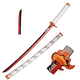 Skyward Blade Anime Cosplay Schwert aus Holz, Rengoku Kyoujurou Samurai Schwert, Spielzeug für Kinder, Fans der Anime, The Special Messer of Demon Slayer weiß Katana