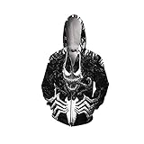 Chiefstore Venom Kapuzen Pullover Film Gedruckt Jacke Pulli Erwachsene Herren Cosplay Kostüm Sweatshirt für Frühling und Herbst (Zipper, XL)