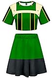 NoryNick My Hero Academia Cosplay Kostüm Cheerleader Cheerleading Uniform Crop Top Kleid Gr. Small, Asui Tsuyu