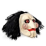 thematys Saw Jigsaw Killer Horror Maske mit Kunsthaaren - für Fasching, Karneval & Halloween - Vollkopfmaske für Erwachsene aus Latex in Einheitsgröße (Jigsaw)