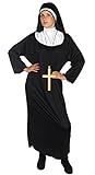 Schwarzes Nonnen Kostüm für Damen Faschin Karneval Kirchen Motto Party Größe XXXL