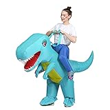JUEJIAZKIY Aufblasbare Dinosaurier Kostüme Dino Reiter Kostüm Erwachsene Karnevalskostüme Halloween Kostüm Geburtstag Weihnachten Karneval Party (Blau, 160-190cm)