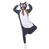 Relaxo Kostüm Wolf Kigurumi Onesie Jumpsuit Tier Kuschelig Anime Kostuem Damen Herren Pyjama Fasching Halloween Schlafanzug Cosplay Erwachsene Karneval Einteiler