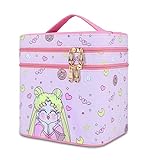 Roffatide Anime Sailor Moon Kosmetische Reisetasche Netter Rosa Make-up-Organizer Doppellagiger Wasserabweisender Kulturbeutel für Mädchen Groß