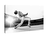 Bild Freddie Mercury Queen Wembley 1986 - Druck auf Leinwand HD - fertig zum Aufhängen - weiß und schwarz - 70 x 45 cm - Musik - Made in Italy