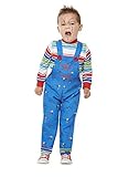 Smiffys 61027T1 Offiziell lizenziertes Chucky Kostüm, Jungen, Blau, Kleinkind – Alter 1-2 Jahre