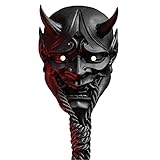 Asarly Samurai Oni Maske, Halloween Prajna Maske, Anime Demon Gesichtsabdeckung Halloween Ghostface Maske Japanische Cosplay Gummi Kopfabdeckung für Bühnenleistung Requisiten