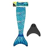 Idena 40604 - Meerjungfrauen-Schwanz mit Monoflosse, Größe M/L, in Blau, Meerjungfrauen-Flosse für Kinder ab 6 Jahren, zum Schwimmen und für aufregende Tauchabenteuer im Wasser