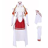 WSTCCOS Sword Art Online SAO Yuuki Asuna Cosplay Anime Kostüm Frauen Kampfanzug Mädchen weißes Kleid mit Strümpfe