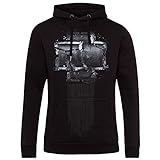 Rammstein Herren Kapuzenpullover Broken Logo Offizielles Band Merchandise Fan Hoodie schwarz mit mehrfarbigem Front und Back Print (S)
