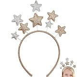 XCOZU Weihnachten Sterne Haarreifen, Haarreif Glitzer Sterne Silber Gold Stirnband für Damen Mädchen, Weihnachten Haarschmuck Haarband für Party Geburtstag Festival