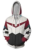 QYIFIRST Herren Jacke Shiro Keith Mantel Cosplay Kostüm Zip-Up Hoodie Leichte Gedruckt Jacket mit Taschen Rot/Weiß L (Chest 110cm)