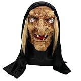 Halloween Alte Frau Hexe Gruselmaske - Gruselige Hexe Maske Latex Vollmaske Halloween Horror Kostüm Party Requisiten für Frauen