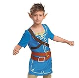 Disguise Offizielles Nintendo Link Kostüm Kinder, Zelda Kostüm Cosplay, Elfenkostüm für Kinder Jungen Madchen Karneval Geburtstag Costume Blau Größ L
