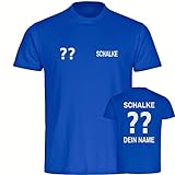 VIMAVERTRIEB Herren T-Shirt Schalke - Trikot mit Deinem Namen und Nummer - Druck: weiß - Männer Shirt Wunschtext - Größe: L blau