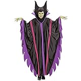 Widmann - Kostüm Malefizia, Kleid mit Kragen, Hut, Hexe, Karneval, Mottoparty, Halloween