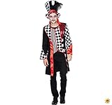 PartyXPeople Pierrot Mantel Kostüm I Gr. 50 - 58 I Inklusive eingenähter Weste, aufgesetzter Taschenlaschen und Riegel auf der Rückseite I Roter Paillettenbesatz am Kragen