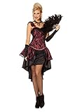 shoperama Burlesque Saloon-Girl Can Can Damen Kostüm Träger-Kleid Moulin Rouge Tänzerin Wilder Westen Wildwest Western, Größe:48