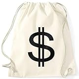 MoonWorks Turnbeutel Dollar-Zeichen Symbol Money Bag Geldsack Natur Unisize