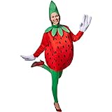 TecTake dressforfun Kostüm Erdbeere Erdbeerenkostüm | Süßes Langarm-Oberteil | Große, lustige Handschuhe | Inkl. witziger Kopfbedeckung (L | Nr. 301641)