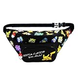 Pokemon Gürteltasche für Jungen, Kindertasche, Pikachu Charmander Squirtle Charmander Meowth Eevee Design, Verstellbare Tasche, Geschenk für Kinder und Teenager Mehrfarbig