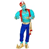 Widmann - Kostüm magischer Genie, Muskelhemd, Weste, Hose, Schärpe, Schuhüberzieher, Turban, Mottoparty, Karneval