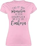 Shirt Damen - Karneval & Fasching - Ich Bin EIN Einhorn - Mein Menschen Kostüm Einhörner Unicorn - M - Rosa - Einhorn Tshirt Damen rosa - L191