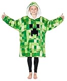 Minecraft Oversize Hoodie Mädchen Pullover mit Sherpa Fleece Kapuze (Grün)