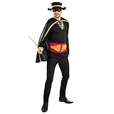 Fun Shack Schwarz Maskierte Helden Kostüm Für Herren Zorro Umhang Hut Faschingskostüm Größe L