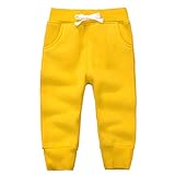 CuteOn Unisex Kinder Elastisch Taille Baumwolle Warm Hose Baby Trousers Unterteile Gelb 5Jahre