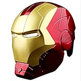 ITKASE Kinder Erwachsene Iron Man Helm Elektronische Superhelden Masken Cosplay Kopfbedeckung 1:1 Modellspielzeug Tragbarer Kopfschmuck Halloween Weihnachtsfeier Zubehör,Red-Adults
