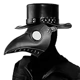 PartyCostume Pest Doktor Maske Schwarz Leder Lange Nase Vogelschnabel Steampunk Masken Kostüm Requisiten für Masquerade Ball Halloween Party Karneval Cosplay