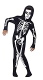 Halloween! Smiffys Kostüm Skelett, Schwarz, mit Kapuzenoverall