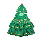 BESTOYARD Weihnachtsbaum Kostüm mit Weihnachtskugel Kinder Tunika Mütze Weihnachten Kostüm für Kleinkind Größe 100cm 2 Stück (Grün)