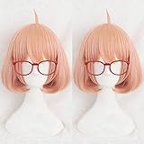 Beyond the Boundary Kyoukai no Kanata Kuriyama Mirai Short Orange Pink Cosplay Costume Wig + Track + Cap