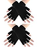 SATINIOR Fingerlose Strick Handschuhe Warme HalbFinger Handschuhe Winter Strick Fahrhandschuhe für Männer Frauen Kaltes Wetter (2 Paar)