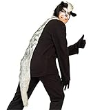 KarnevalsTeufel Erwachsenenkostüm Skunk Oberteil in schwarz mit Kapuze, Ohren und Schwanz Stinktier Stinkdachs Tier Verkleidung (Large)