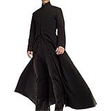 Suiting Style Herren Matrix Keanu Reeves Neo Cotton Black Long Trenchcoat Coat Costume, Schwarz , XL