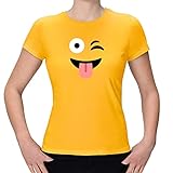 T-Shirt mit 1 von 36 coolen Emoji Logos zur Auswahl Gruppenkostüm Smiley XS-3XL Karneval Fasching Verkleidung Emoticon Funshirt Geschenk, Logo:Emoji albern, Größe: 3XL