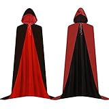 Jackcell Vampir Umhang, Vampir Cape, Vampir Kostüme, Kapuzenumhang Schwarz Rot Doppelseitig Mit Erwachsener Für Halloween Kostüm
