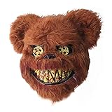 RunkeU Halloween Teddy Bear Maske Halloween Ghost Festival Maske - Masquerade Horror Scary Head Cover Geistermaske Brown Plüschmaske Kind Erwachsene Performance Requisiten