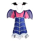 Lito Angels Kostüm Kleid Verkleidung für Kleinkind Mädchen mit Fledermausflügel Haarreifen und Flügel, Größe 5-6 Jahres 116, B