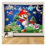 POMNUG Mario Tapisserie Mario Wall Art Hanging Decor Anime Tapisserie Wandbehang für Schlafzimmer, 60 * 50 Zoll