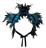 keland Victorian reale natürliche Feder Shrug Schal Schulterumhang Cape Gothic Kragen Halloween-Kostüm (Blau)