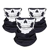 JTDEAL [3 Stück] Motorrad Totenkopf Maske, Sturmmaske, Skull Skelett Maske für Motorrad Fahrrad Ski Halloween, Schwarz