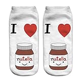 SALUCIA Unisex Socks Süße Cartoon Süßigkeiten Nutella 3D Druck Socken Lustige Knöchel Füßlinge Kurze Socken für Damen und Herren